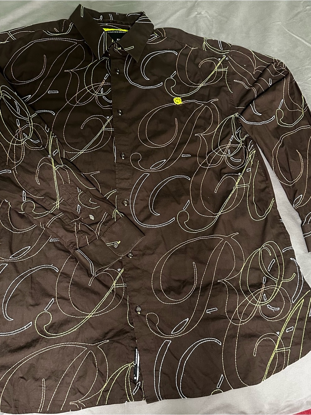 Rocawear Brown Shirt with Neon Lime Trim